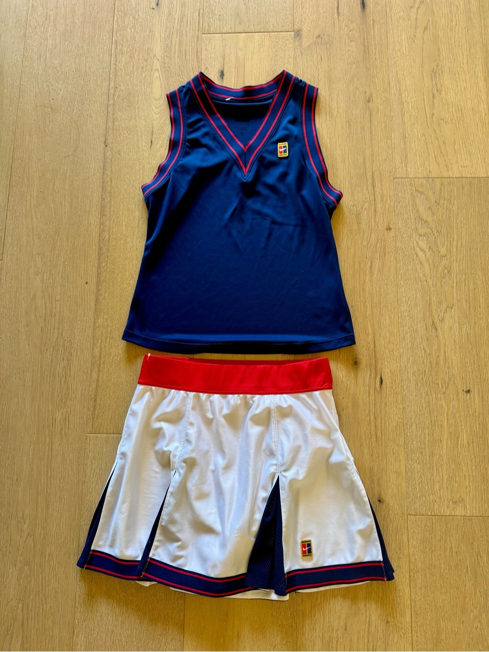 Nike Court Dri-Fit Slam Tank (Navy) and Dri-Fit Slam Tennis Skirt (White) Set - Picture 7 of 11